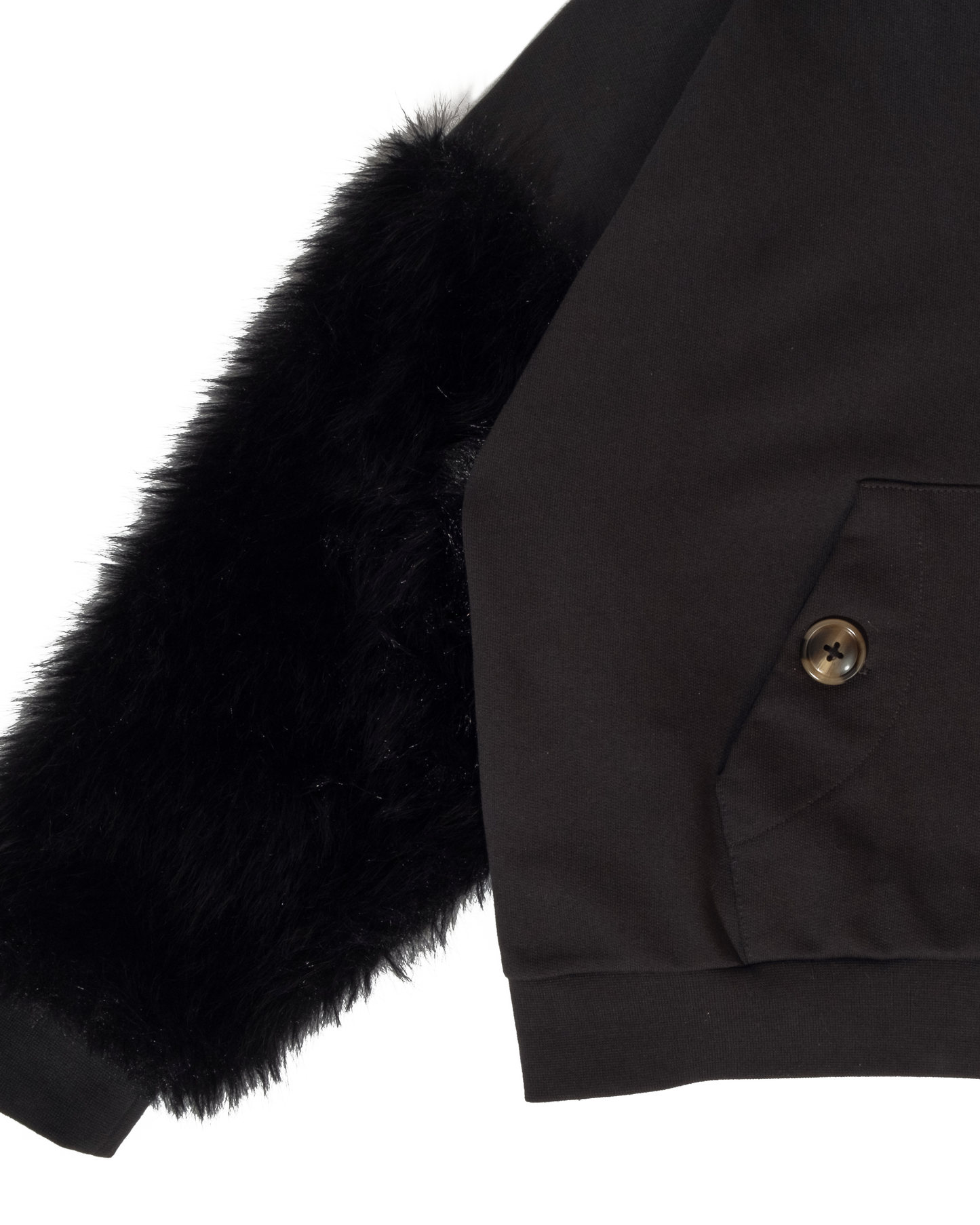 FUR SLEEVE ZIP UP (BLACK)