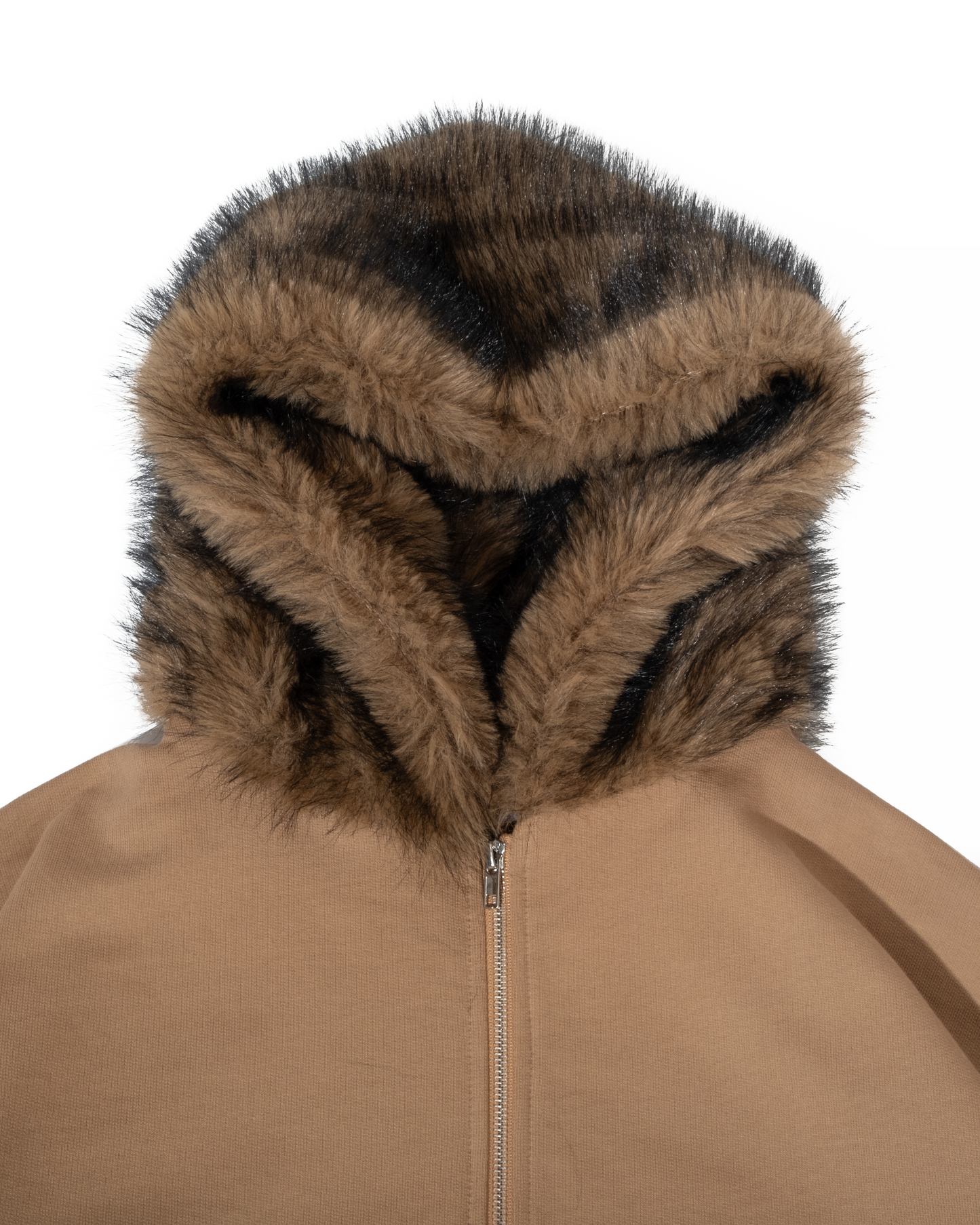 FUR SLEEVE ZIP UP (CAMEL)