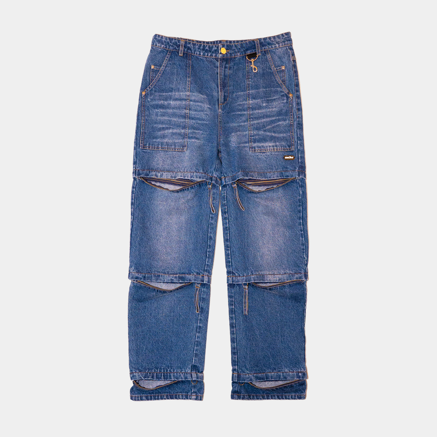 Zipper Denim Pant (Medium Wash)