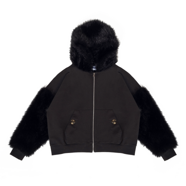 FUR SLEEVE ZIP UP (BLACK) – Advisry