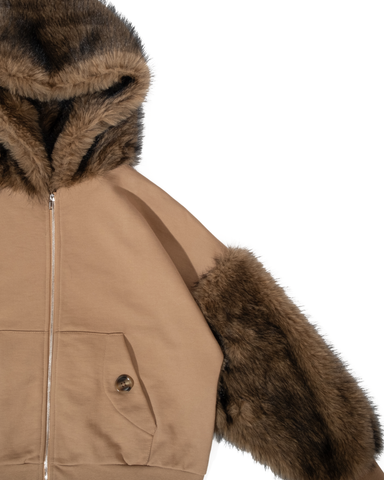FUR SLEEVE ZIP UP (CAMEL) – Advisry