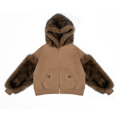 FUR SLEEVE ZIP UP (CAMEL) – Advisry