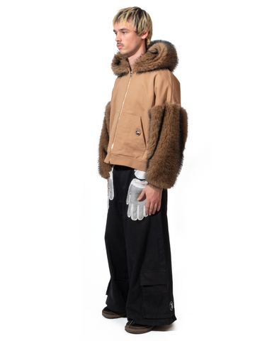 FUR SLEEVE ZIP UP (CAMEL) – Advisry