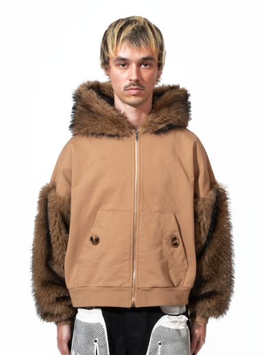 FUR SLEEVE ZIP UP (CAMEL) – Advisry