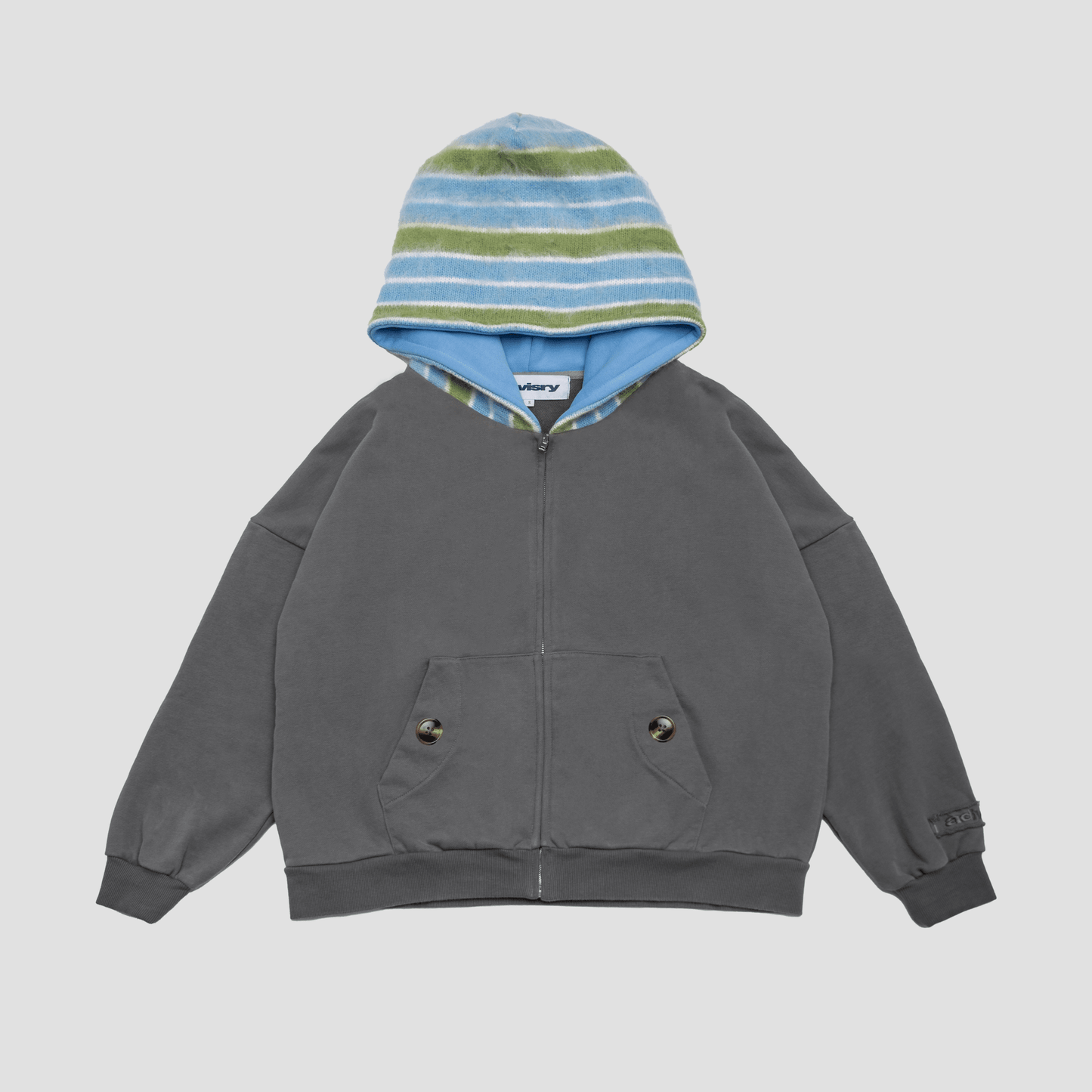 KNIT HOOD ZIP UP (Grey)