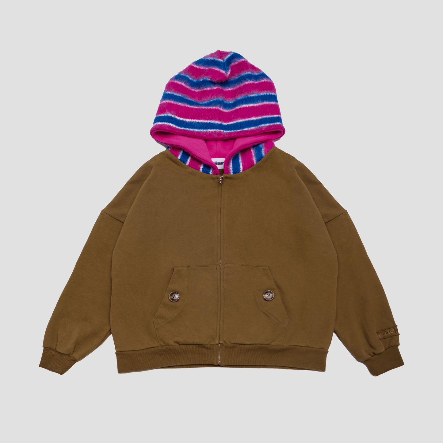 KNIT HOOD ZIP UP (Olive)