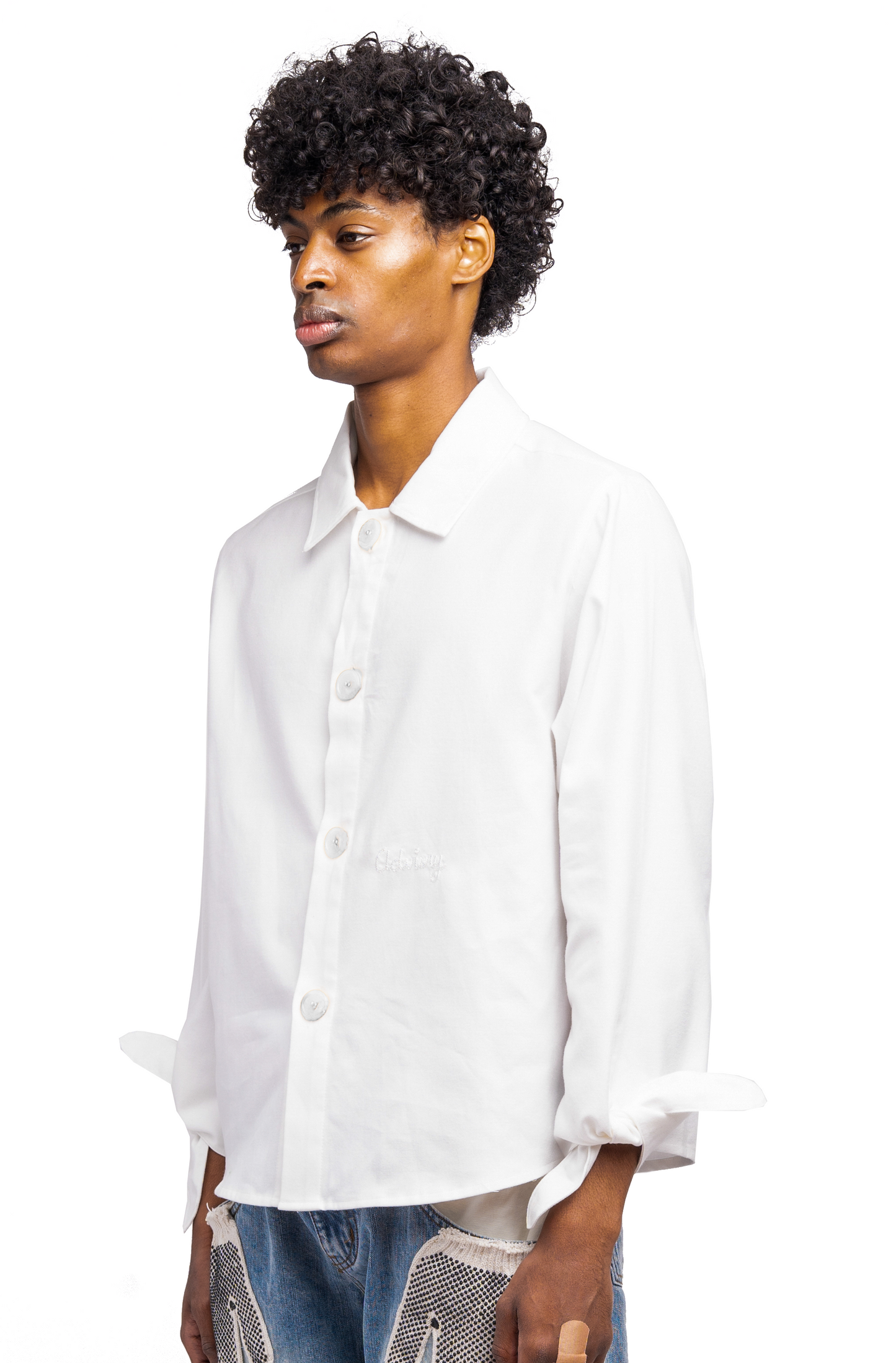 Knot Sleeve Shirt (White)